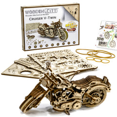 WOODEN.CITY Cruiser V-Twin puzzle rear view emphasizes authenticity and decorative appeal.