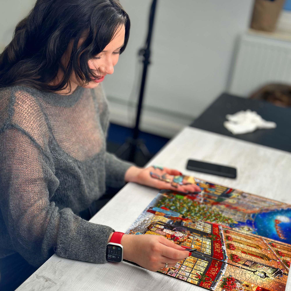 WOODEN.CITY unique Christmas-themed pieces add playful variety to puzzling.