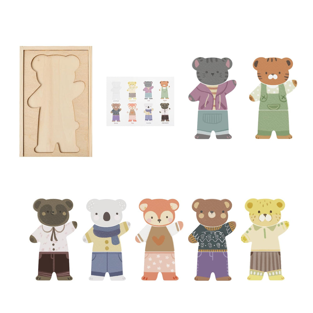 WOODEN TEETHER completed puzzle example ready for pretend play.