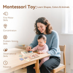 WOODEN TEETHER close-up of wood grain and smooth edges emphasizing safety.