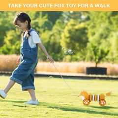 WoodenEdu Fox pull toy travel-friendly design for on-the-go play