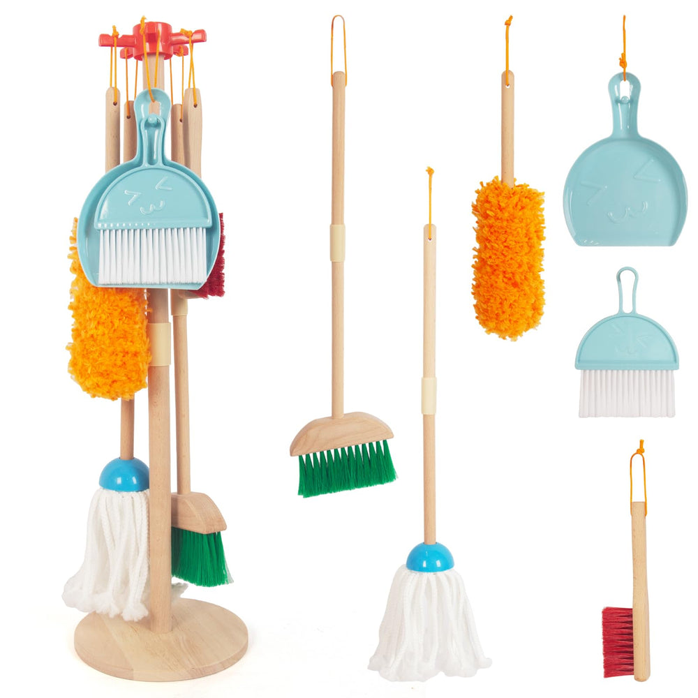 WoodenEdu Kids Cleaning Broom for durable, realistic pretend play with beech wood.