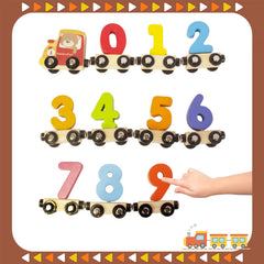 WOODENFUN Number Train magnets encourage counting and sequencing.