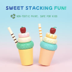 WOODENFUN pretend food set supports color recognition and sorting for toddlers.