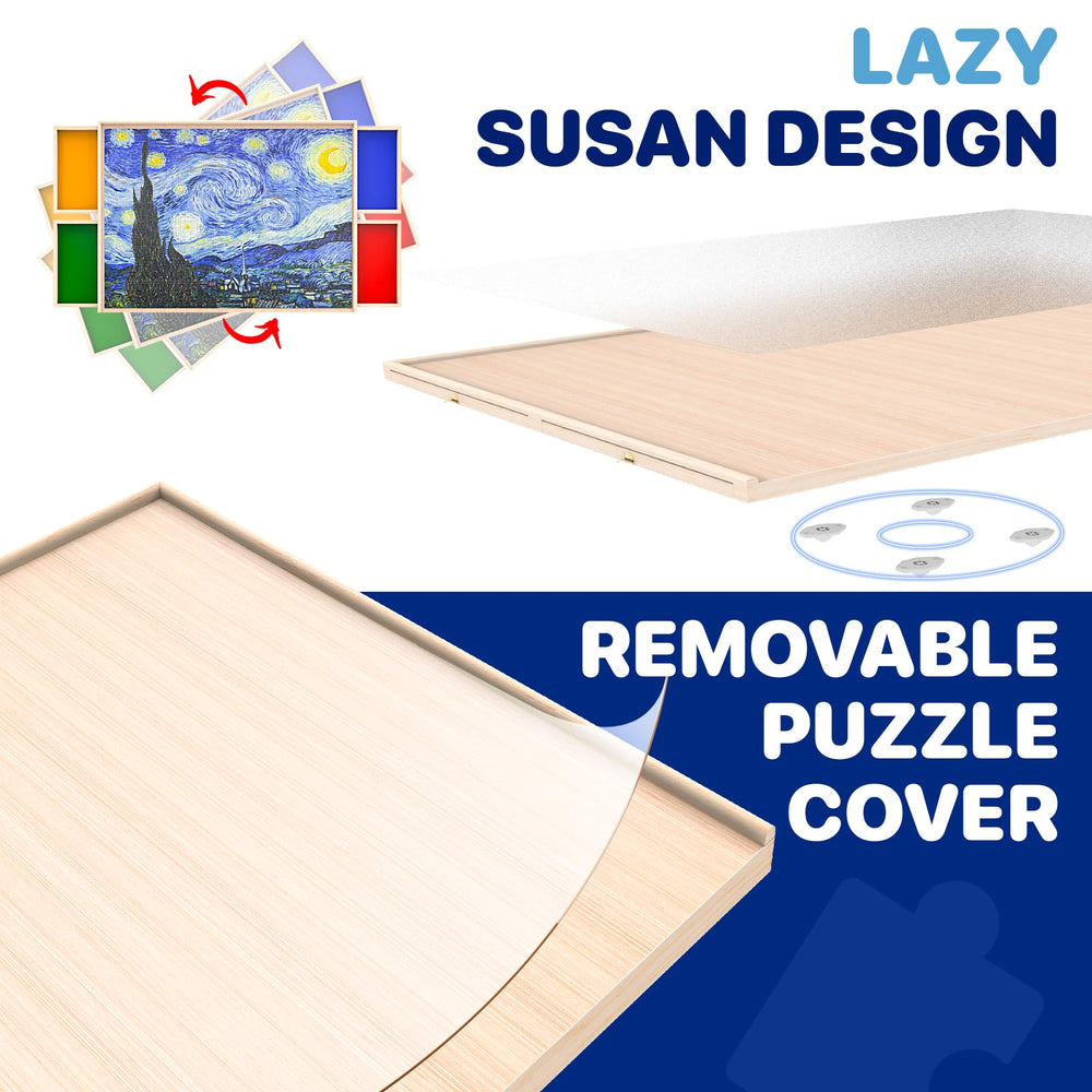 Woodever working area measures 27.56 by 19.69 inches for most 1000-piece puzzles