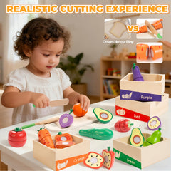 WOODMAM color-recognition play with assorted fruit and veggie pieces