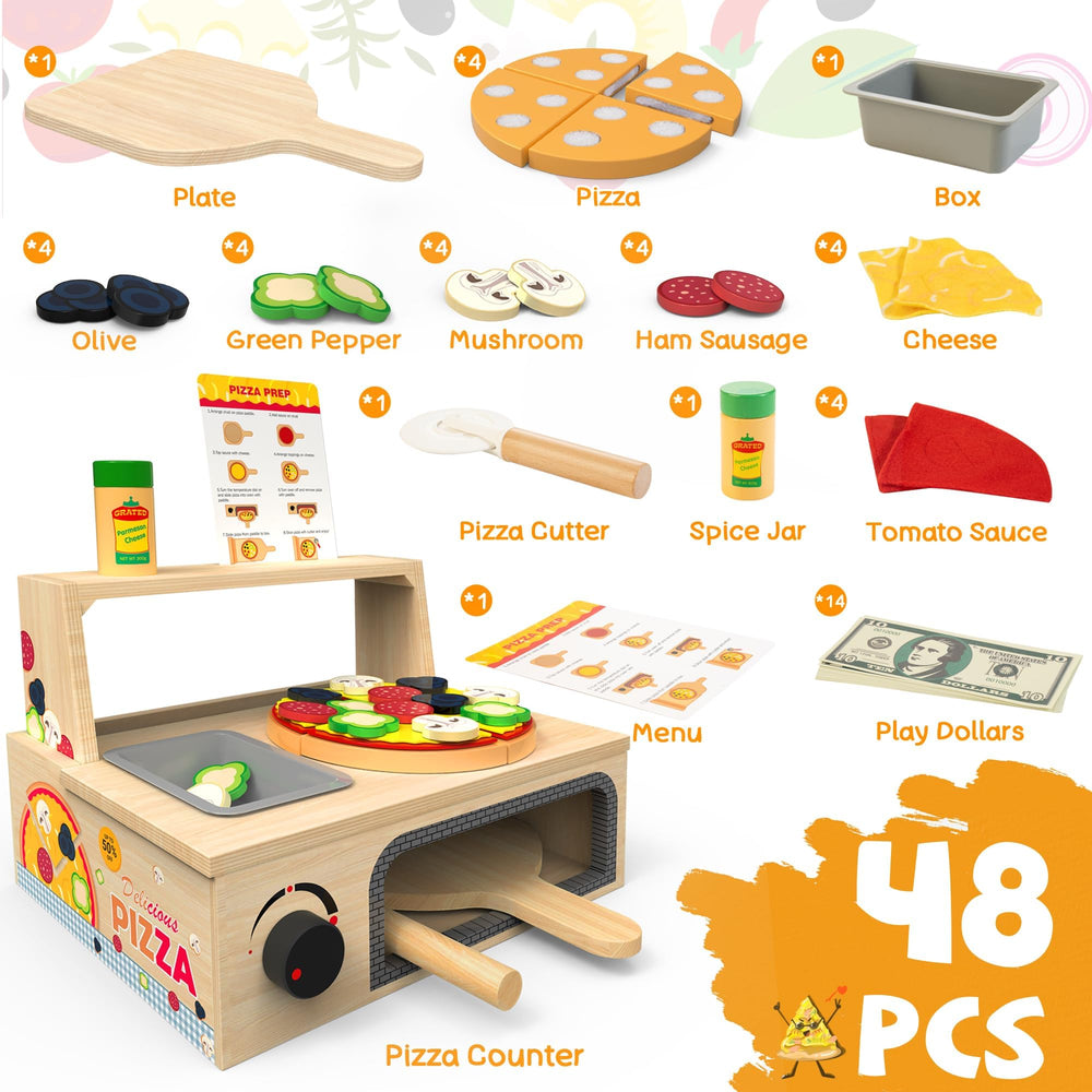 WOODMAM detachable pizza slices with hook and loop enable hands-on assembling.