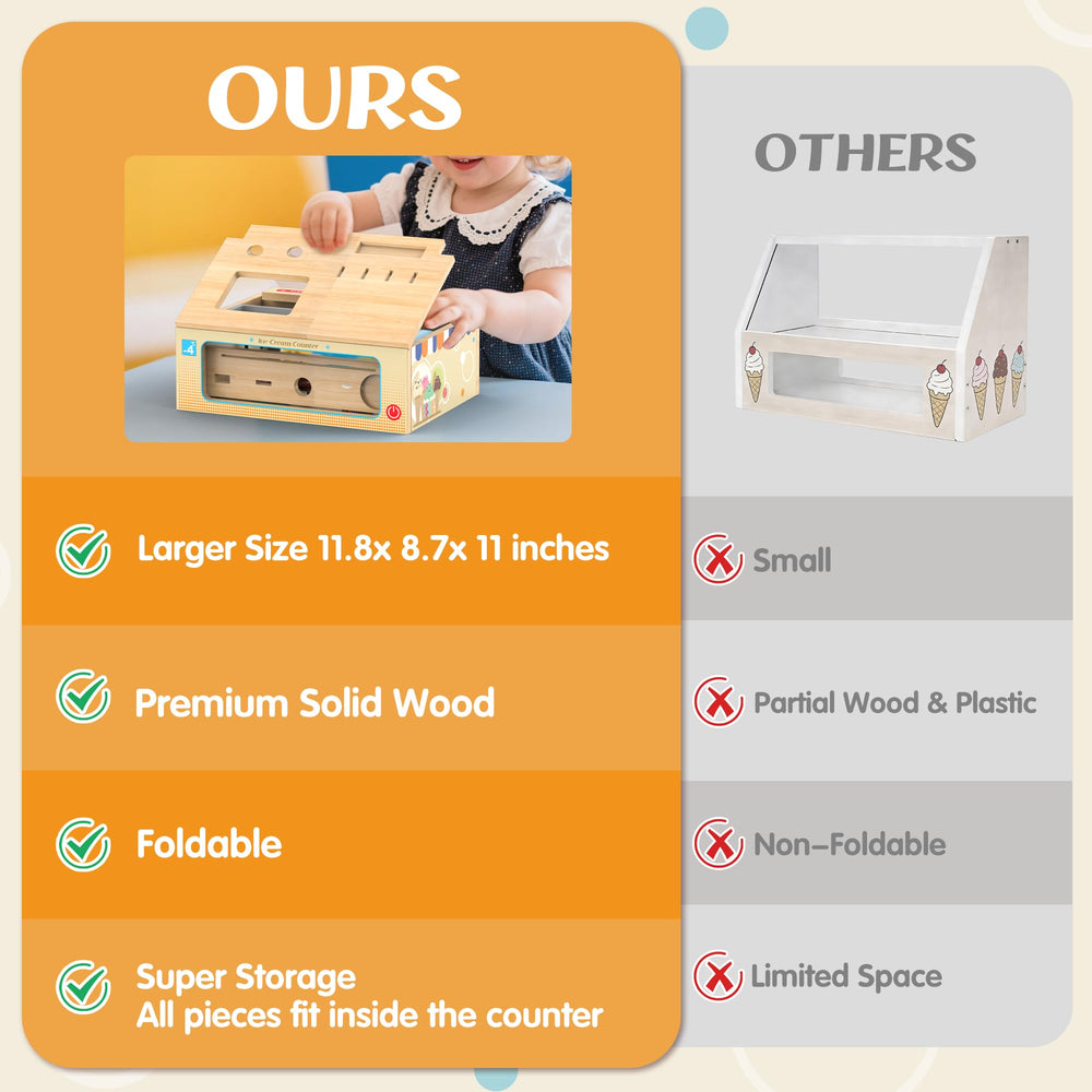 WOODMAM mini menu card; encourages reading and decision-making during pretend shop.