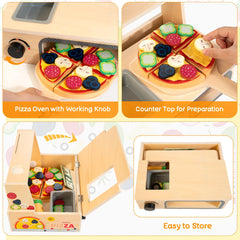 WOODMAM pizza menu and play money support role-play and basic arithmetic.