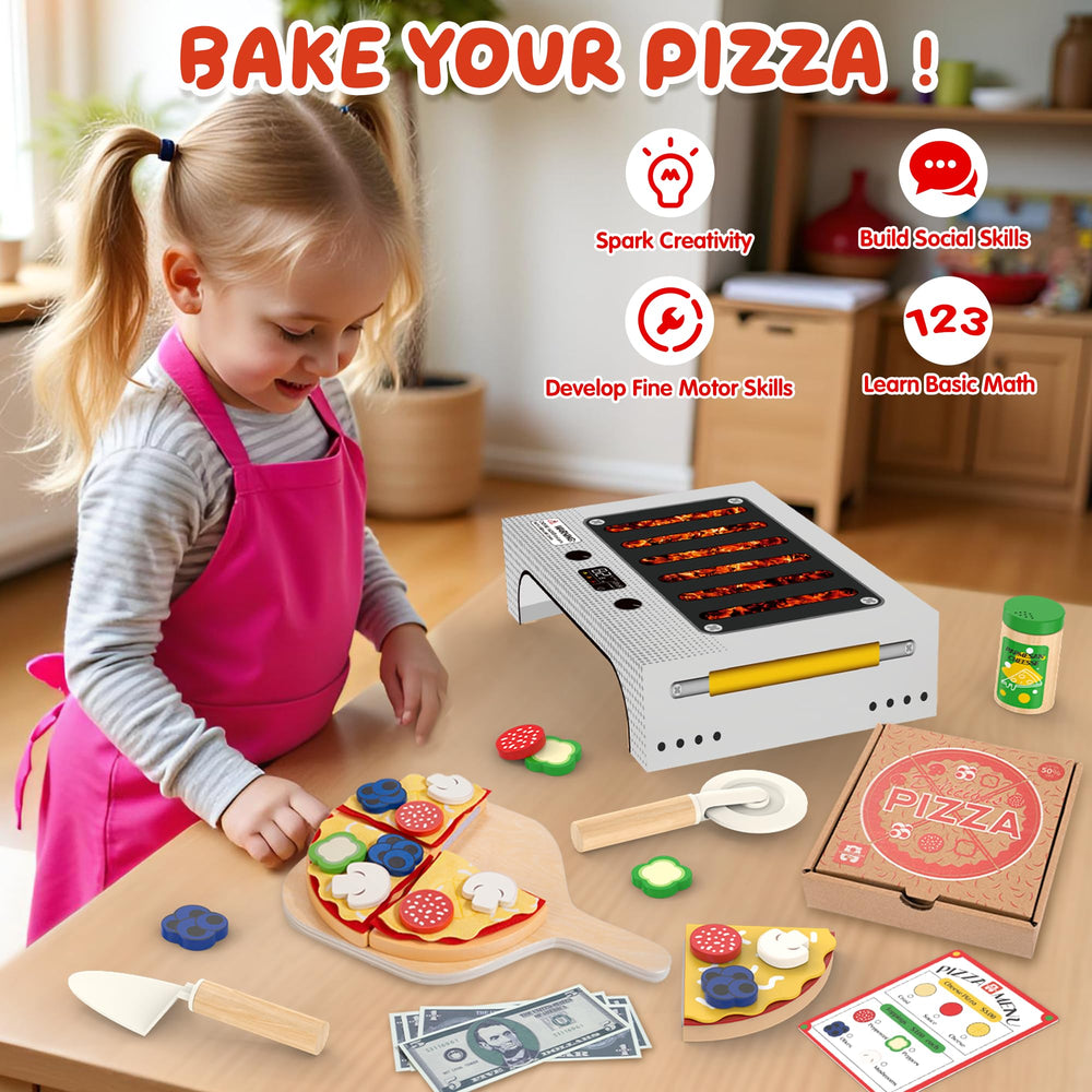 WOODMAM Detachable pizza slices for easy assembly and serving play
