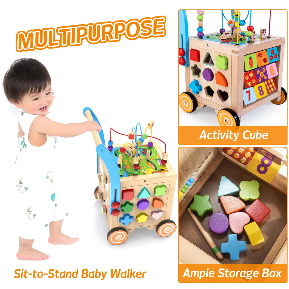 WOODMAM push-pull cart activity close-up for interactive play.