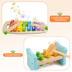 Woodmam shape sorter puzzle encourages problem solving and hand–eye coordination.