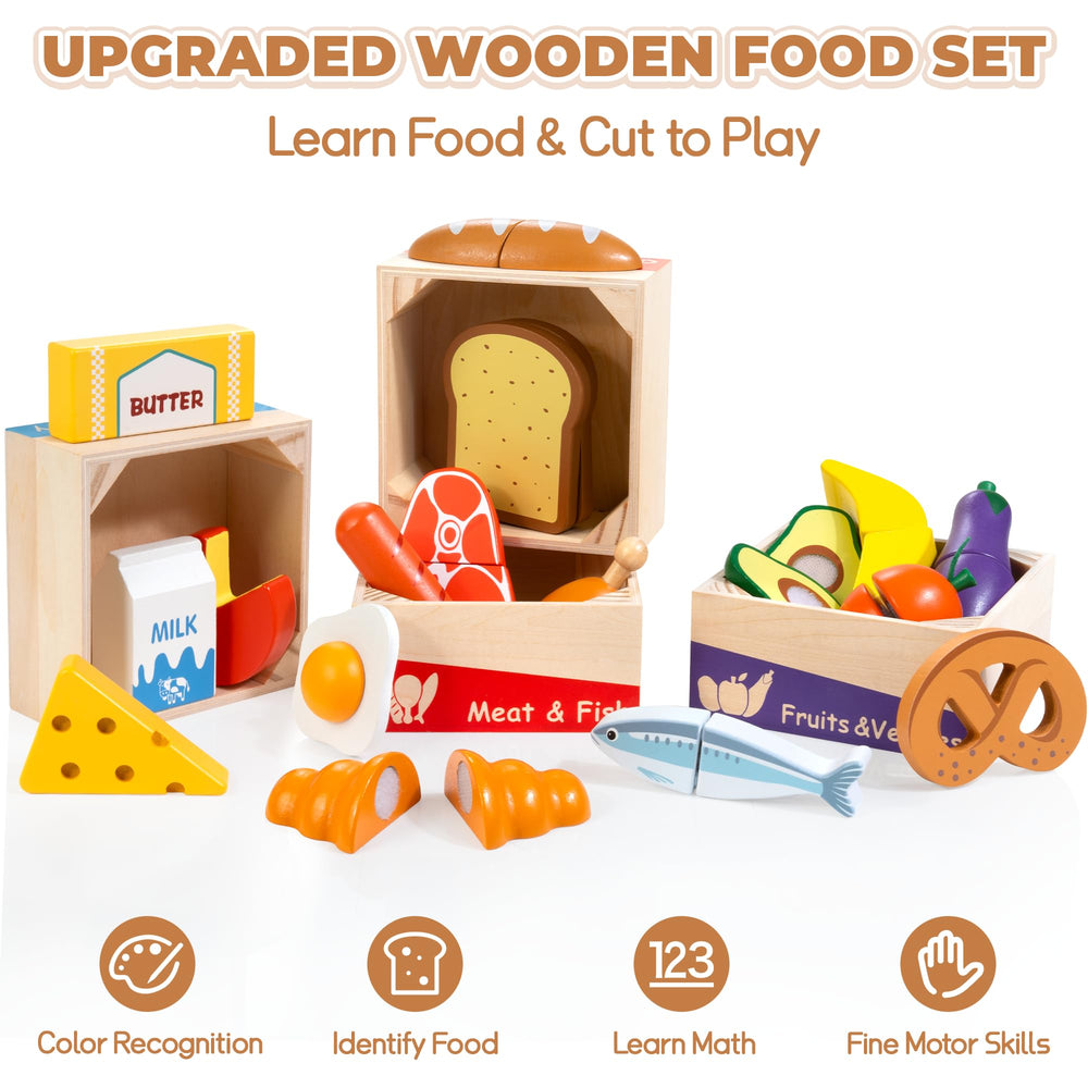 WOODMAM two toy knives and chopping board for interactive play.