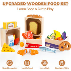 WOODMAM two toy knives and chopping board for interactive play.