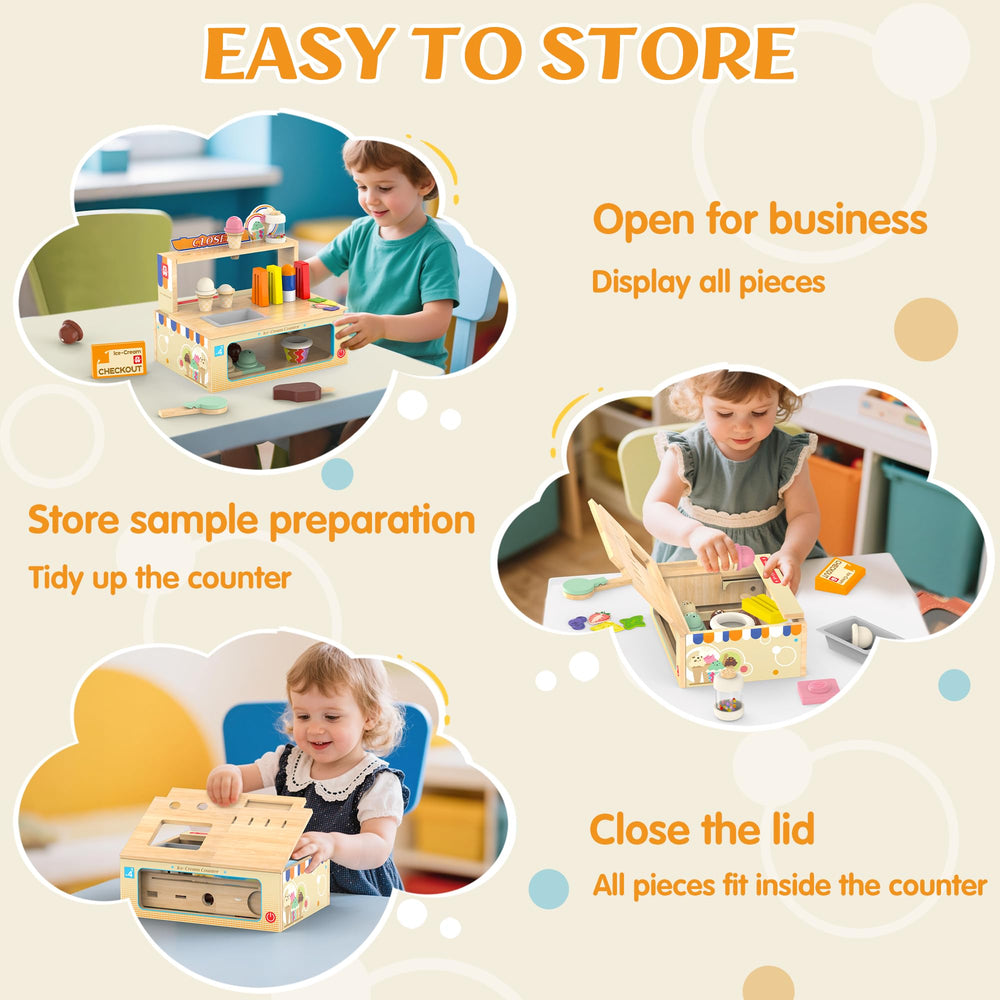 WOODMAM wooden ice-cream scoop; smooth grip supports fine motor play.