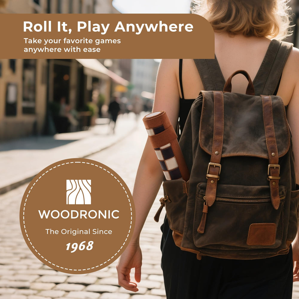 Woodronic brass-weighted pieces stabilize play for smoother moves.