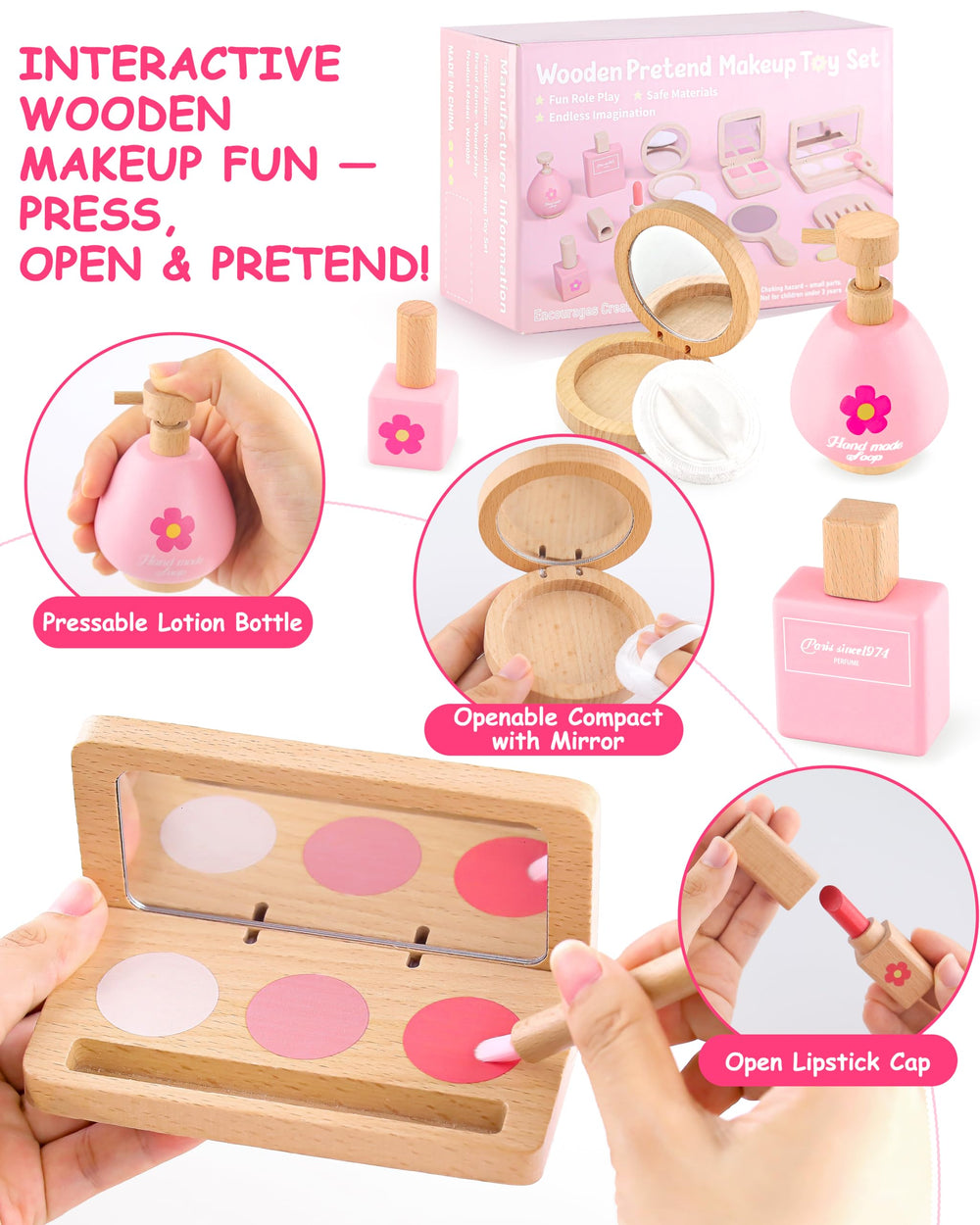 WoodsyJoy lipstick tube crafted for mess-free, imaginative dress-up adventures.