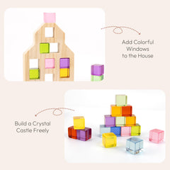 Woodtoe Montessori stacking game encourages fine motor skills with colorful interlocking blocks.