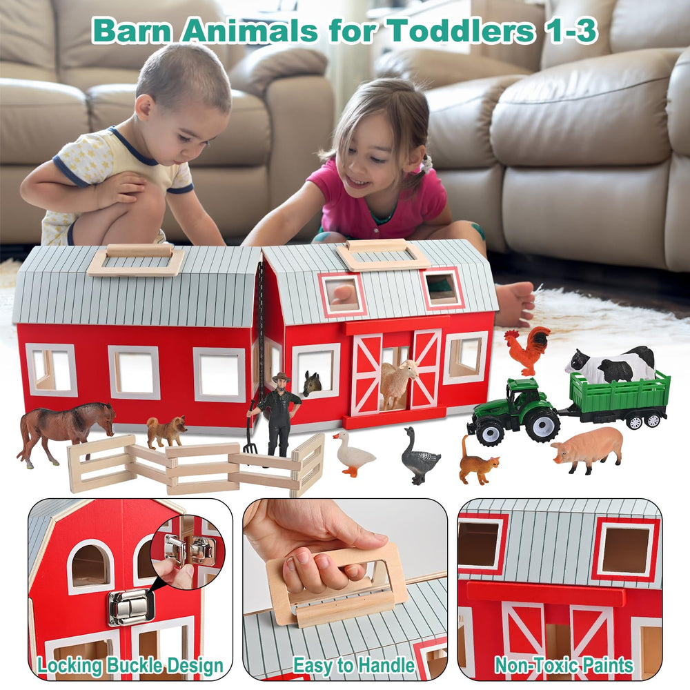 WoodTrove farmer figure and vehicle encourage farm storytelling.