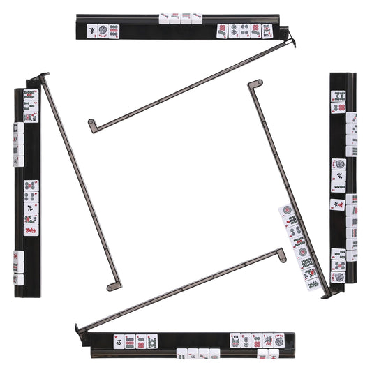 WOOIIROM mahjong racks with pushers, front view in dark gray, stable for fast rounds