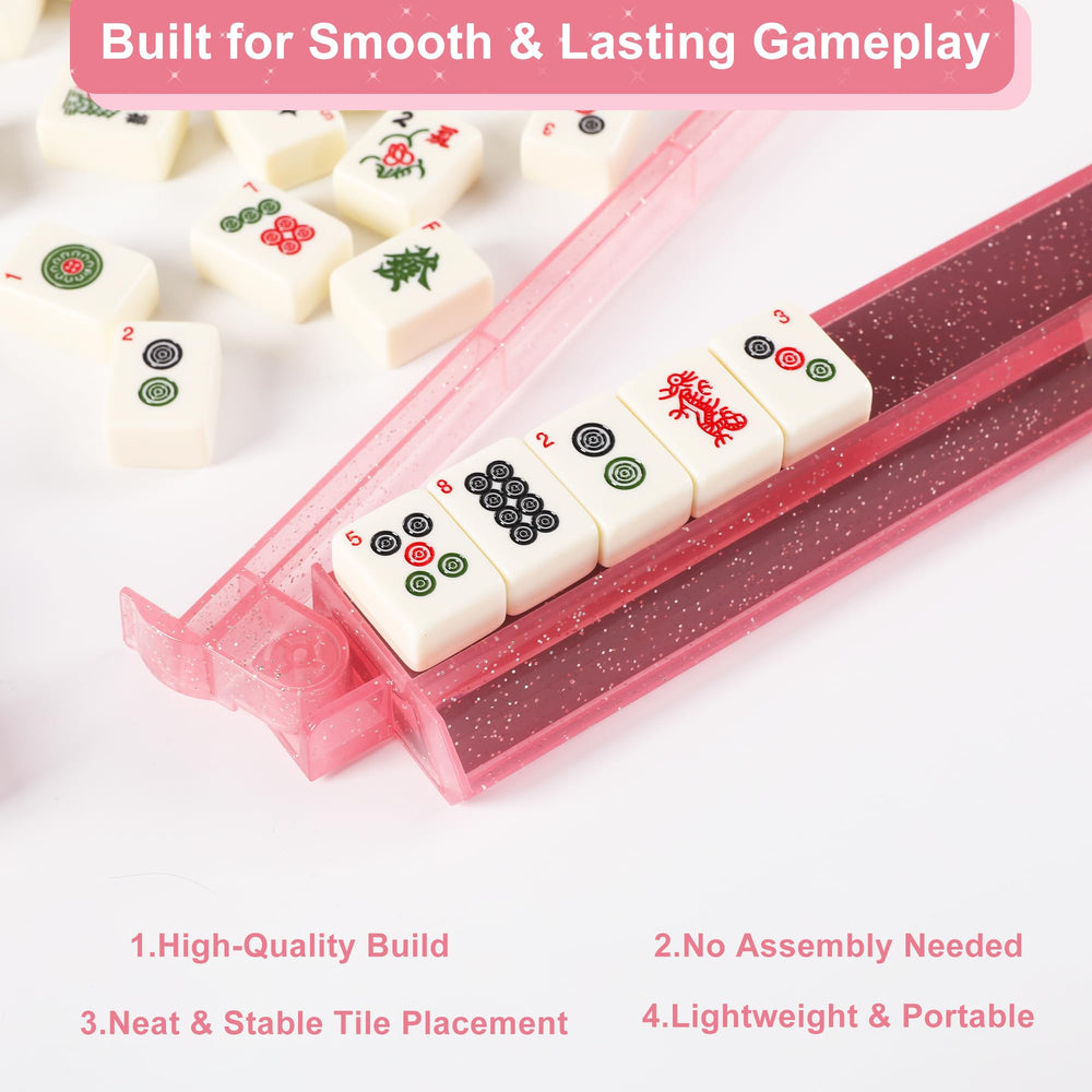 WOOIIROM universal-fit racks adapt to most American and traditional mahjong sets.