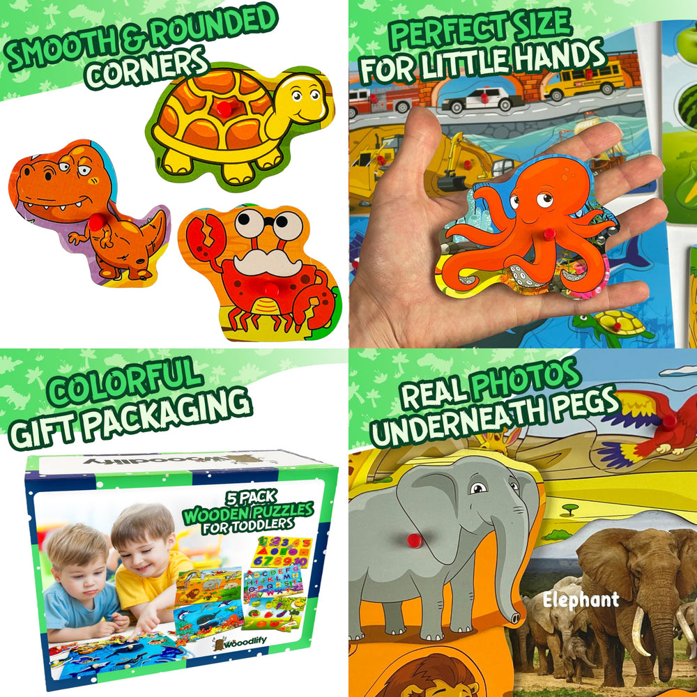 WOOODLIFY animals puzzle for toddlers introduces familiar creatures through real photos