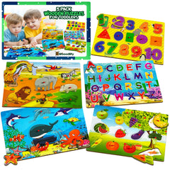 WOOODLIFY fruit puzzle for toddlers with bright pegs supports early recognition and fine motor skills