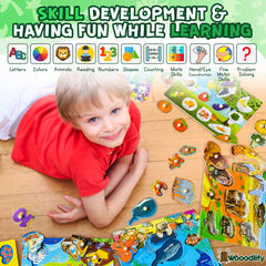 WOOODLIFY shapes puzzle for toddlers helps shape recognition with easy‑grip tiles