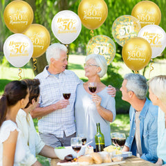 Woosytoo gold latex balloons create a sophisticated indoor or outdoor look
