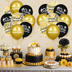 Woosytoo living room setup with black gold balloons