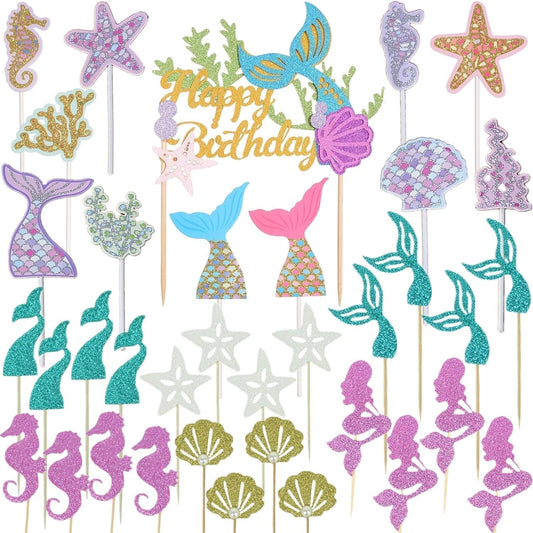 Wootkey glitter mermaid cake topper serves as a festive centerpiece for celebrations