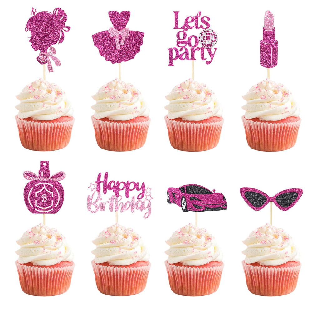 Wootkey glitter princess girl topper adds playful pink charm to cupcakes