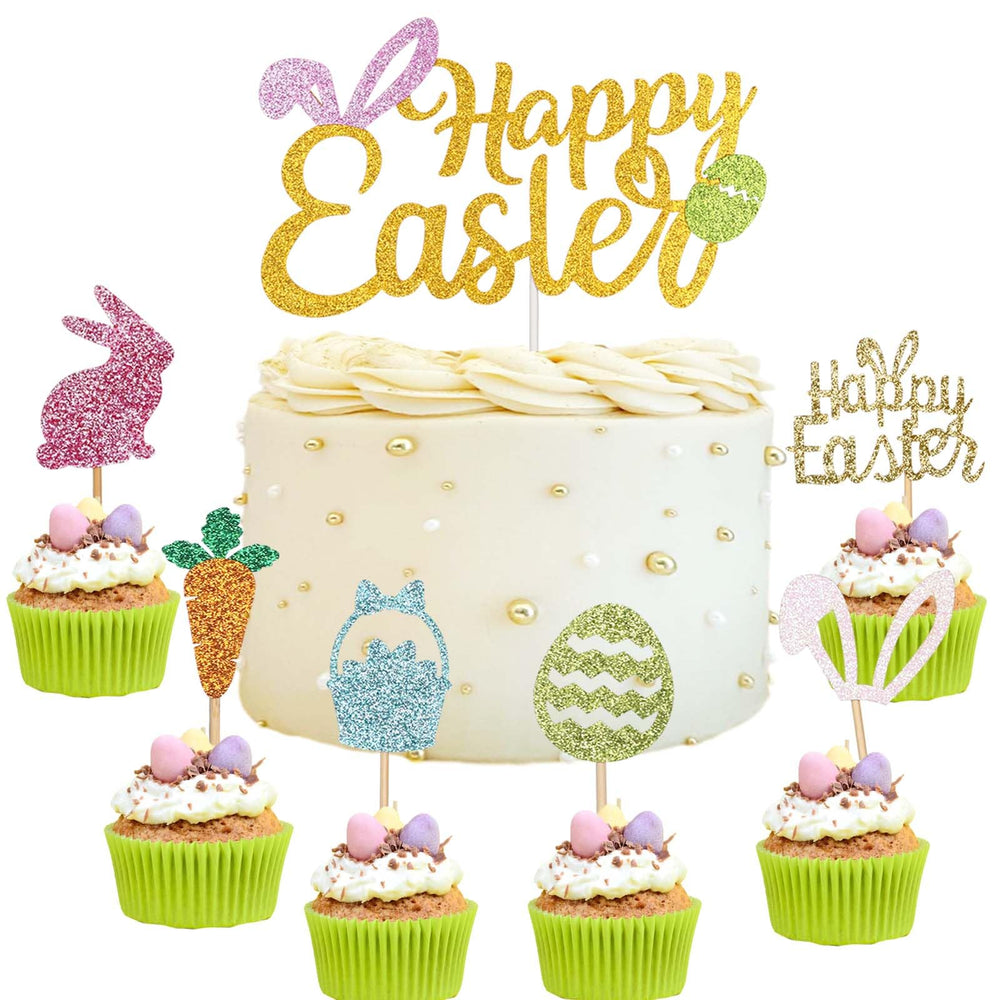 Wootkey Happy Easter cake topper enhances festive dessert display for celebrations
