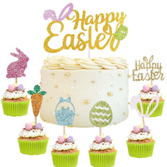 Wootkey Happy Easter cake topper enhances festive dessert display for celebrations
