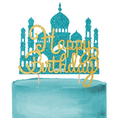 Wootkey lake blue princess cake topper assembly for a striking birthday centerpiece.
