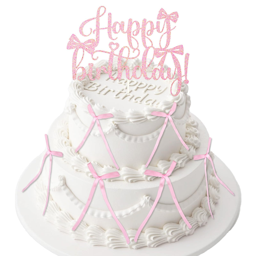 Wootkey pink bow cake topper adds charming coquette style to cakes