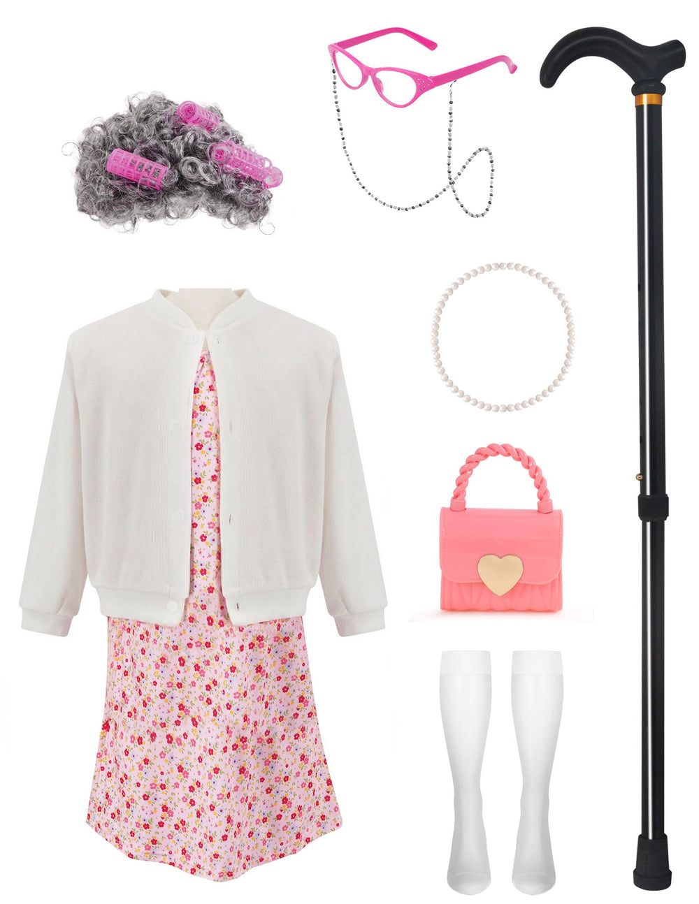 WooWee Kids Old Lady Costume handbag and bracelet finish the outfit