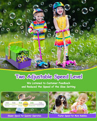 Medium bubbles from the 6-hole disc rise for lively outdoor play.