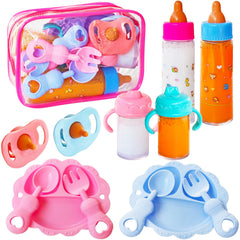 Woozettn 13pc baby doll accessories package for imaginative feeding play.
