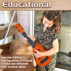 Woozettn kids ukulele close-up showing finger-safe surface coating