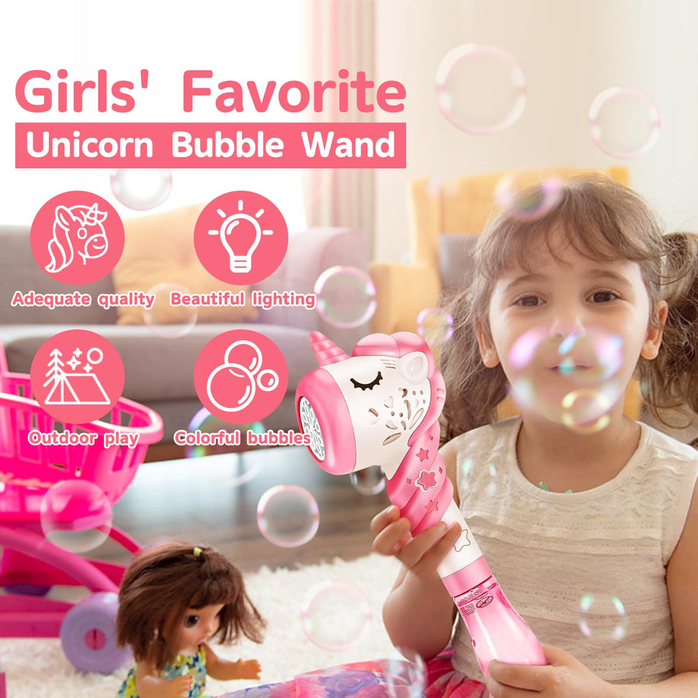 Woplagyreat unicorn bubble wand offers music-enhanced bubble fun.