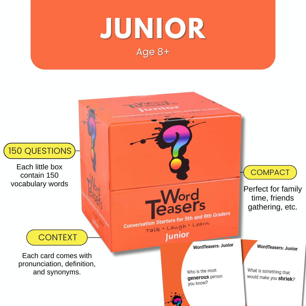 Word Teasers Junior back shows definitions and pronunciation for quick reference.