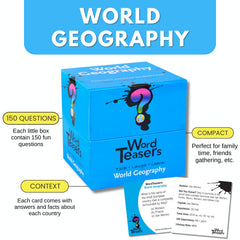 Word Teasers World Geography card 3 highlighting location coordinates for map skills practice