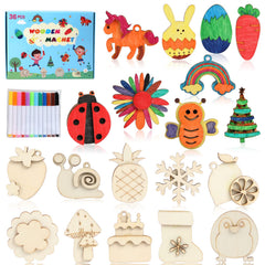Worgree DIY wooden magnets kit with 36 pieces for creative play and learning.