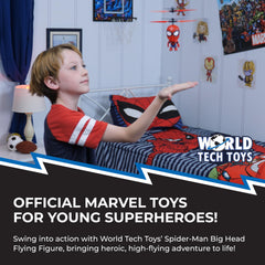World Tech Toys Spider-Man hover orb hand control enables hands-free flight for dynamic stunts.