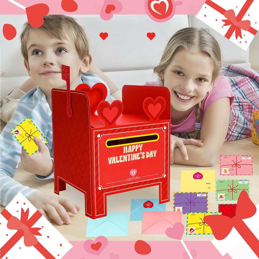 Kids assembling the WorldBazaar valentines mailbox with a simple kid-friendly craft