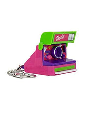 World's Smallest Barbie Polaroid 600 mini camera side view highlights portable keychain-friendly retro charm