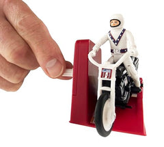World's Smallest Evel Knievel stunt bike with authentic mini design for play and collection