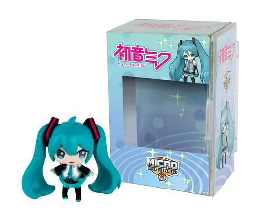 World's Smallest Hatsune Miku micro figure with stand for stylish display.