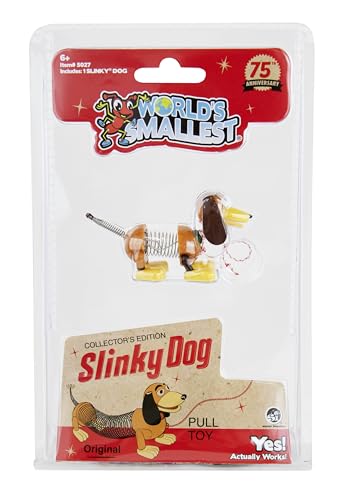 World's Smallest Slinky Dog ears flap—cute detail for toy collections.